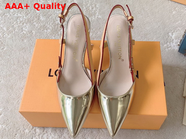 Louis Vuitton Blossom Slingback Pump in Gold Patent Calf Leather 1AC8NY Replica