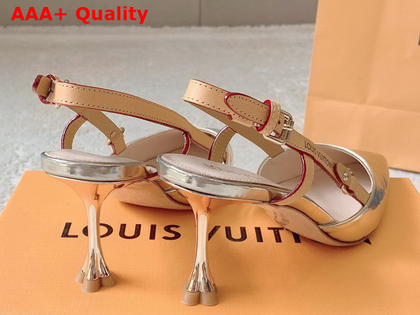 Louis Vuitton Blossom Slingback Pump in Gold Patent Calf Leather 1AC8NY Replica