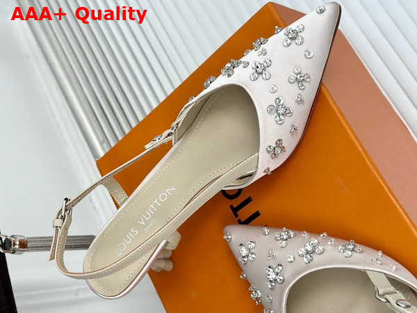 Louis Vuitton Blossom Slingback Pump in Nude Beige Embroidered Fabric 1ACO7P Replica