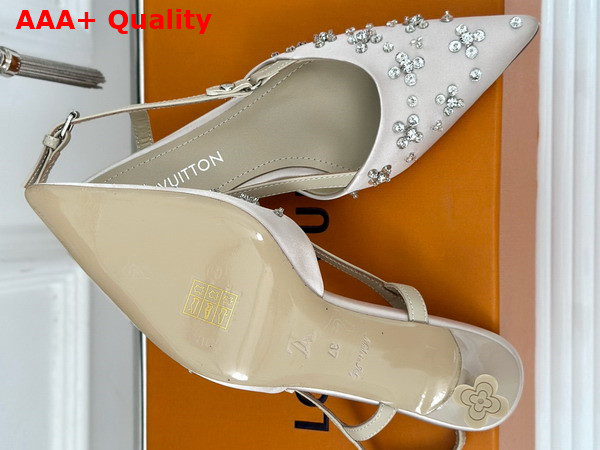 Louis Vuitton Blossom Slingback Pump in Nude Beige Embroidered Fabric 1ACO7P Replica