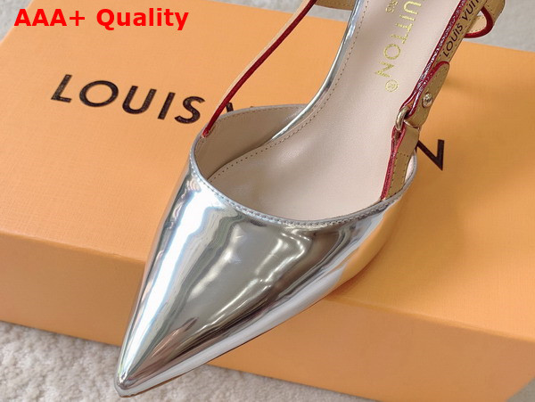 Louis Vuitton Blossom Slingback Pump in Silver Patent Calf Leather Replica