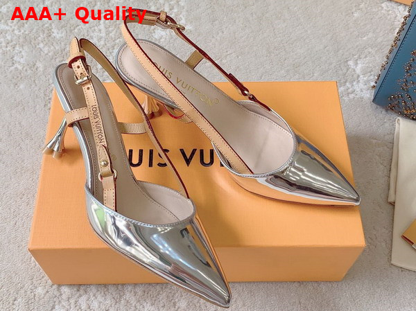 Louis Vuitton Blossom Slingback Pump in Silver Patent Calf Leather Replica