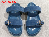 Louis Vuitton Bom Dia Flat Comfort Mule in Blue Perforated Suede Goat Leather 1ACTG2 Replica
