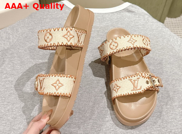 Louis Vuitton Bom Dia Flat Comfort Mule in Natural Raffia 1ACZID Replica