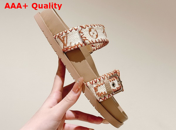 Louis Vuitton Bom Dia Flat Comfort Mule in Natural Raffia 1ACZID Replica