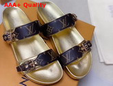 Louis Vuitton Bom Dia Flat Mule in Monogram Canvas with Gold Details Replica