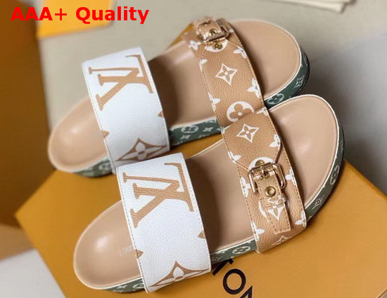 Louis Vuitton Bom Dia Flat Mule in Nude and White Monogram Canvas Replica