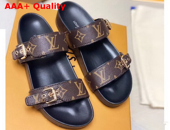 Louis Vuitton Bom Dia Flat Mule in Patent Monogram Canvas 1A3R5L Replica