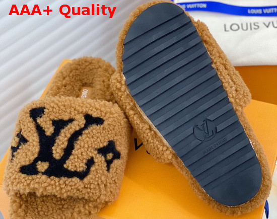 Louis Vuitton Bom Dia Flat Mules Brown Shearling Replica