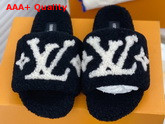 Louis Vuitton Bom Dia Flat Mules Noir Shearling 1A8CXB Replica