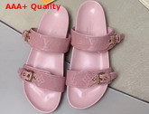 Louis Vuitton Bom Dia Flat Mules Pink Monogram Denim Replica