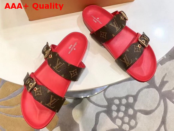 Louis Vuitton Bom Dia Mule Patent Monogram with Red Replica