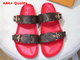 Louis Vuitton Bom Dia Mule Patent Monogram with Red Replica