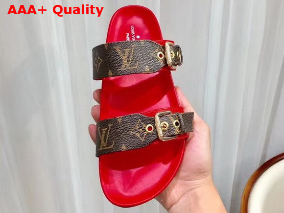 Louis Vuitton Bom Dia Mule Patent Monogram with Red Replica