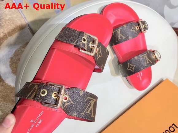 Louis Vuitton Bom Dia Mule Patent Monogram with Red Replica