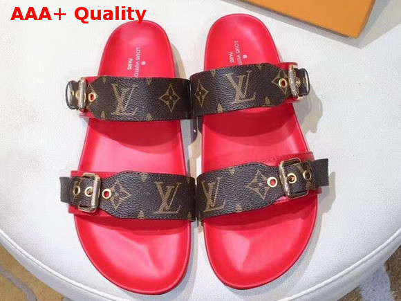 Louis Vuitton Bom Dia Mule Patent Monogram with Red Replica