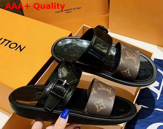 Louis Vuitton Bom Dia Mule in Black Rubber with Monogram Motif Replica