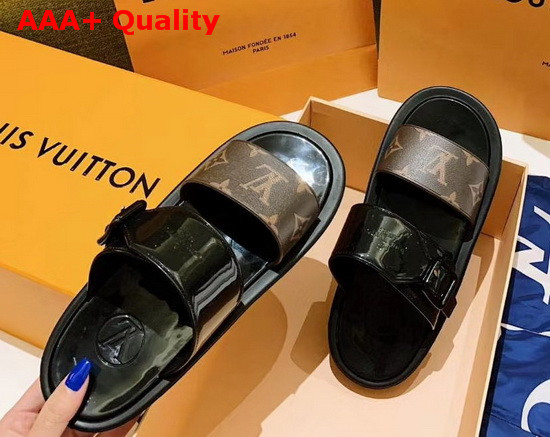 Louis Vuitton Bom Dia Mule in Black Rubber with Monogram Motif Replica