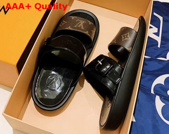 Louis Vuitton Bom Dia Mule in Black Rubber with Monogram Motif Replica