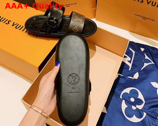 Louis Vuitton Bom Dia Mule in Black Rubber with Monogram Motif Replica