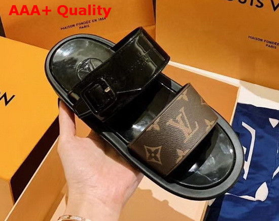 Louis Vuitton Bom Dia Mule in Black Rubber with Monogram Motif Replica