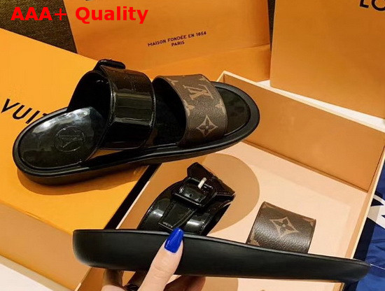 Louis Vuitton Bom Dia Mule in Black Rubber with Monogram Motif Replica