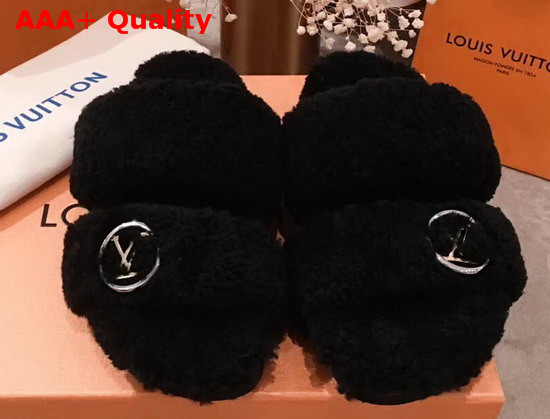 Louis Vuitton Bom Dia Mule in Black Shearling Replica