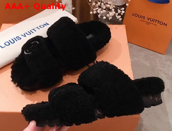 Louis Vuitton Bom Dia Mule in Black Shearling Replica