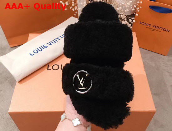 Louis Vuitton Bom Dia Mule in Black Shearling Replica