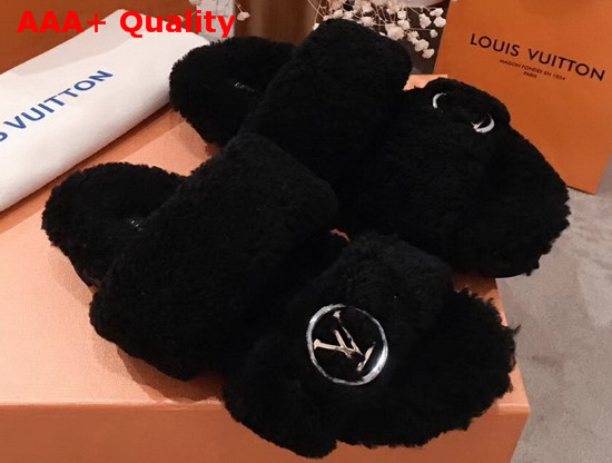 Louis Vuitton Bom Dia Mule in Black Shearling Replica