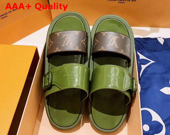 Louis Vuitton Bom Dia Mule in Green Rubber with Monogram Motif Replica