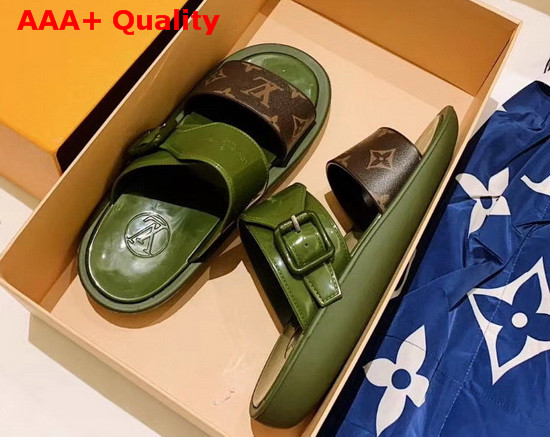 Louis Vuitton Bom Dia Mule in Green Rubber with Monogram Motif Replica