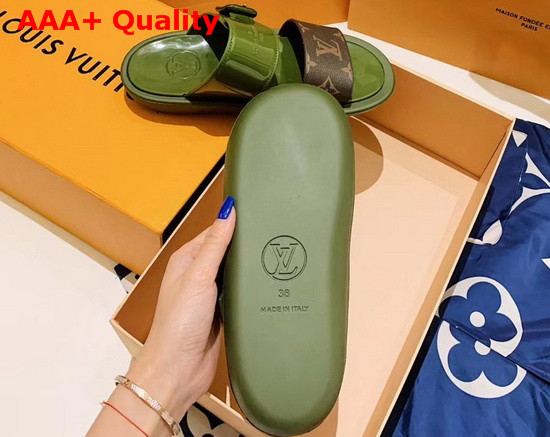 Louis Vuitton Bom Dia Mule in Green Rubber with Monogram Motif Replica