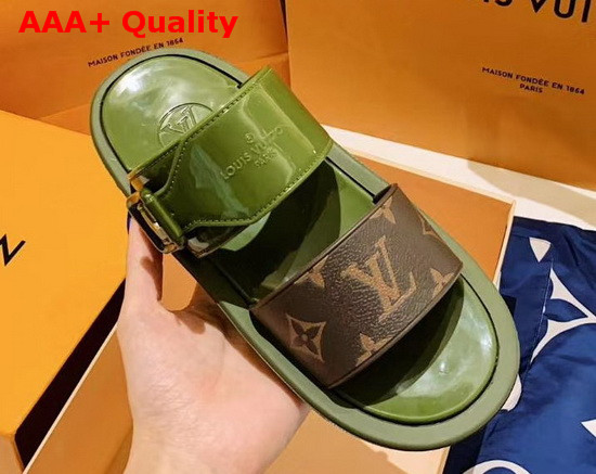 Louis Vuitton Bom Dia Mule in Green Rubber with Monogram Motif Replica