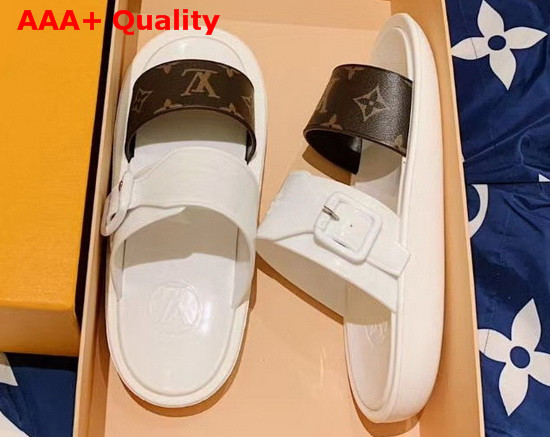 Louis Vuitton Bom Dia Mule in White Rubber with Monogram Motif Replica