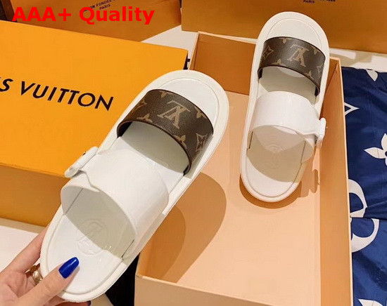 Louis Vuitton Bom Dia Mule in White Rubber with Monogram Motif Replica