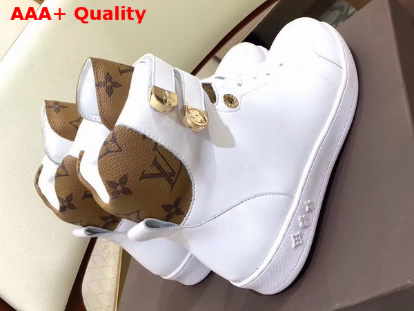 Louis Vuitton Boombox Sneaker Boot White Calf Leather and Patent Monogram Canvas Replica