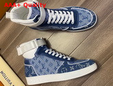 Louis Vuitton Boombox Sneaker Boot in Blue Monogram Denim Replica