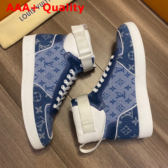 Louis Vuitton Boombox Sneaker Boot in Blue Monogram Denim Replica