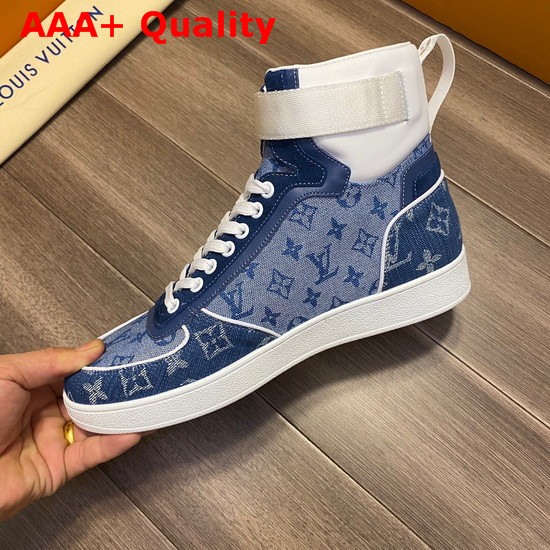 Louis Vuitton Boombox Sneaker Boot in Blue Monogram Denim Replica