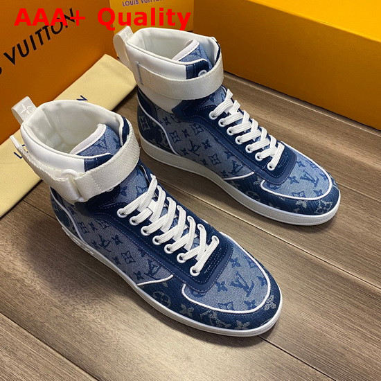 Louis Vuitton Boombox Sneaker Boot in Blue Monogram Denim Replica