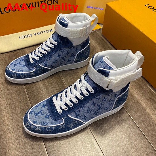 Louis Vuitton Boombox Sneaker Boot in Blue Monogram Denim Replica