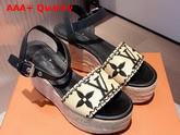 Louis Vuitton Boundary Wedge Sandal Raffia and Black Calf Leather Replica