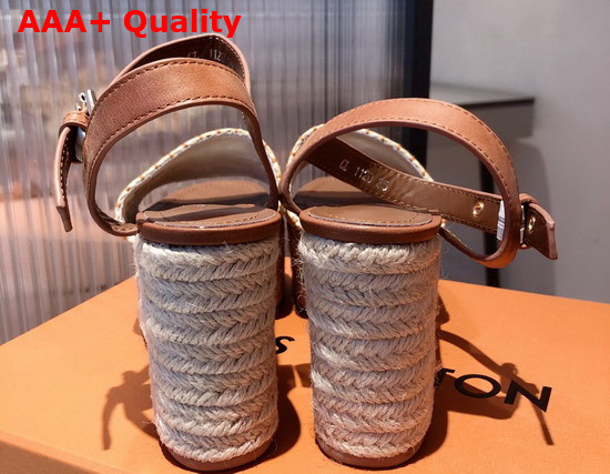 Louis Vuitton Boundary Wedge Sandal Raffia and Tan Calf Leather 1A8TG3 Replica