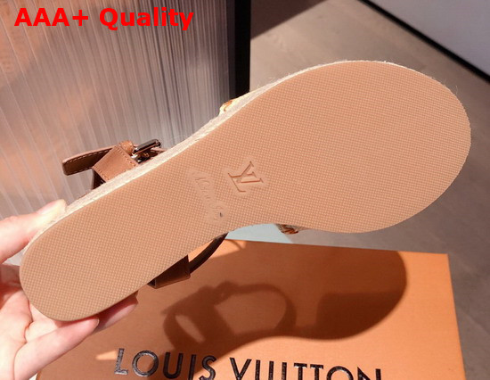 Louis Vuitton Boundary Wedge Sandal Raffia and Tan Calf Leather 1A8TG3 Replica