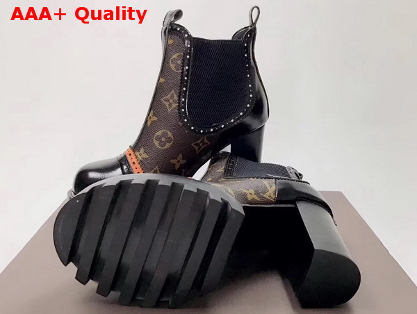 Louis Vuitton Boyish Ankle Boot in Calf Leather and Patent Monogram Canvas 1A3G7F Replica