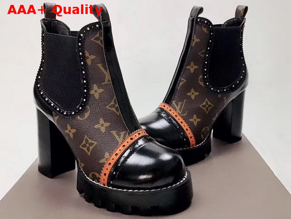 Louis Vuitton Boyish Ankle Boot in Calf Leather and Patent Monogram Canvas 1A3G7F Replica