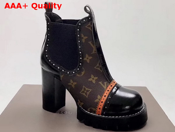 Louis Vuitton Boyish Ankle Boot in Calf Leather and Patent Monogram Canvas 1A3G7F Replica