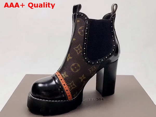 Louis Vuitton Boyish Ankle Boot in Calf Leather and Patent Monogram Canvas 1A3G7F Replica