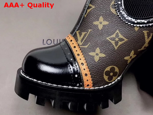 Louis Vuitton Boyish Ankle Boot in Calf Leather and Patent Monogram Canvas 1A3G7F Replica